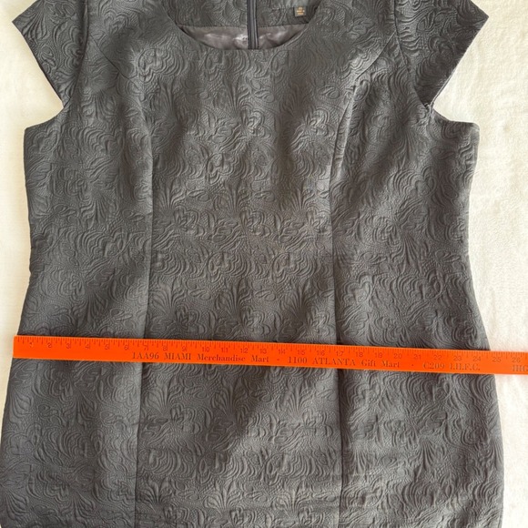 Vintage Moshita Couture Black Damask Midi Dress 20 Business Office Old Money - Picture 13 of 14